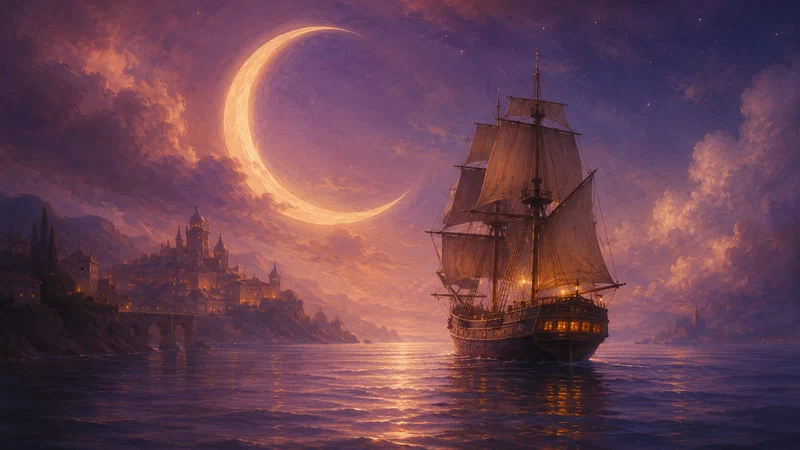 ภาพทิวทัศน์แฟนตาซีชวนฝันโทนสีอบอุ่นนุ่มนวล มอบความรู้สึกสงบและผ่อนคลายก่อนนอน